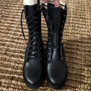 Fendi Black Lace-Up Combat Boots